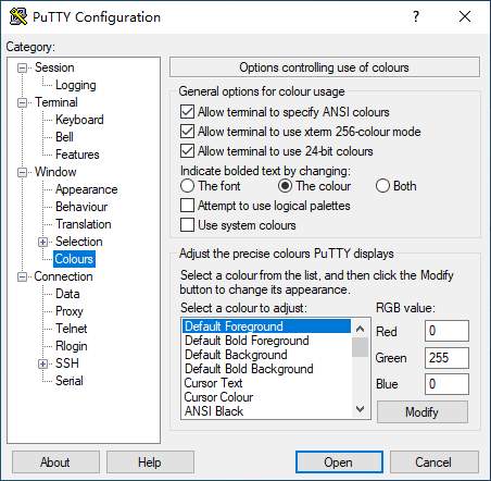 设置Putty颜色